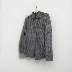 Vintage Y2K Marc Ecko Cut & Sew Black And Grey Long Sleeve Button Down Size L